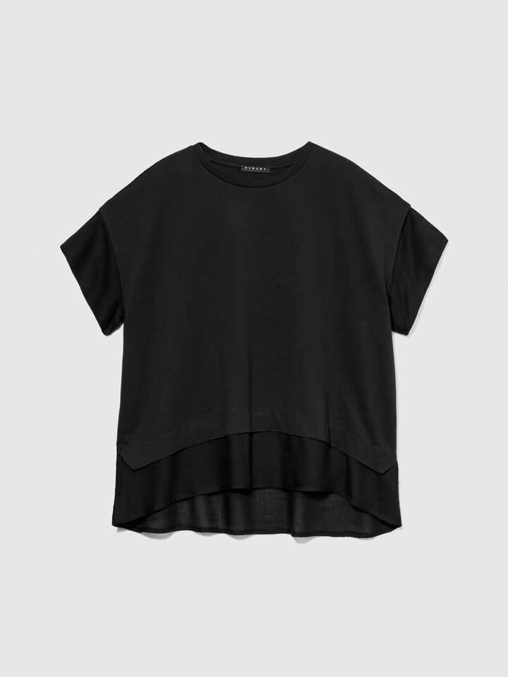 T-shirt with frill - women's short sleeve t-shirts - Black | Sisley image number 6